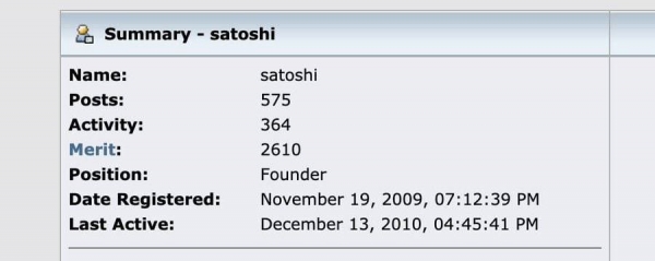 Сатоши Накамото исчез 13 лет назад